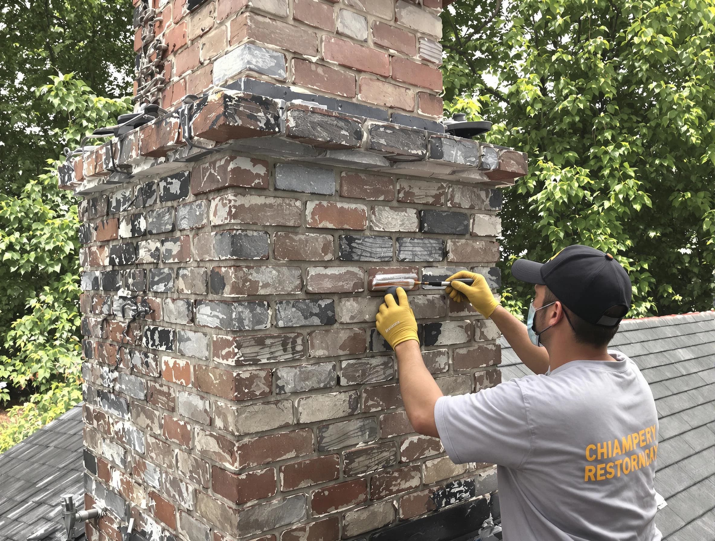 In-progress chimney restoration by Woodstock Chimney Sweep in Woodstock, GA