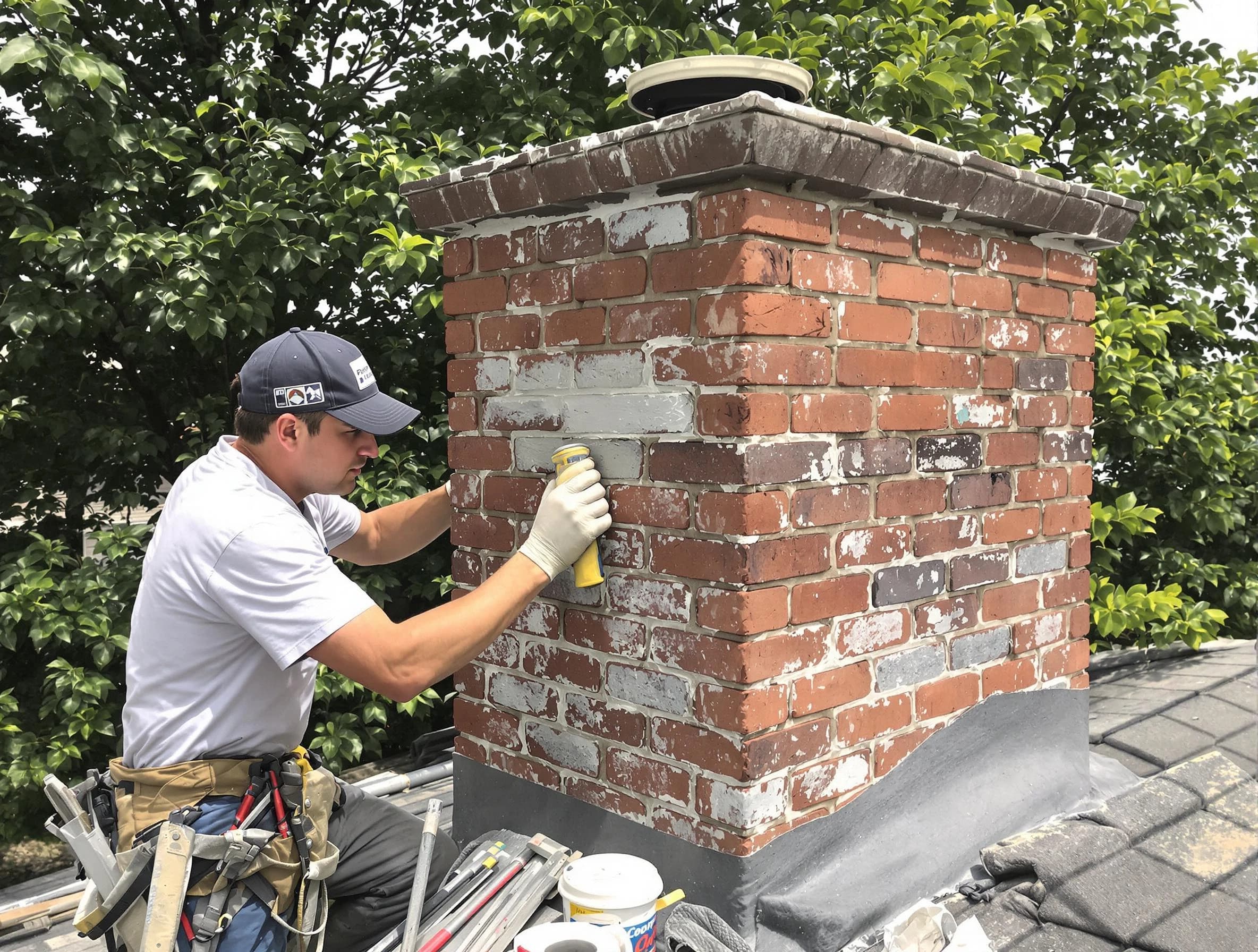 Woodstock Chimney Sweep restoring an aging chimney in Woodstock, GA