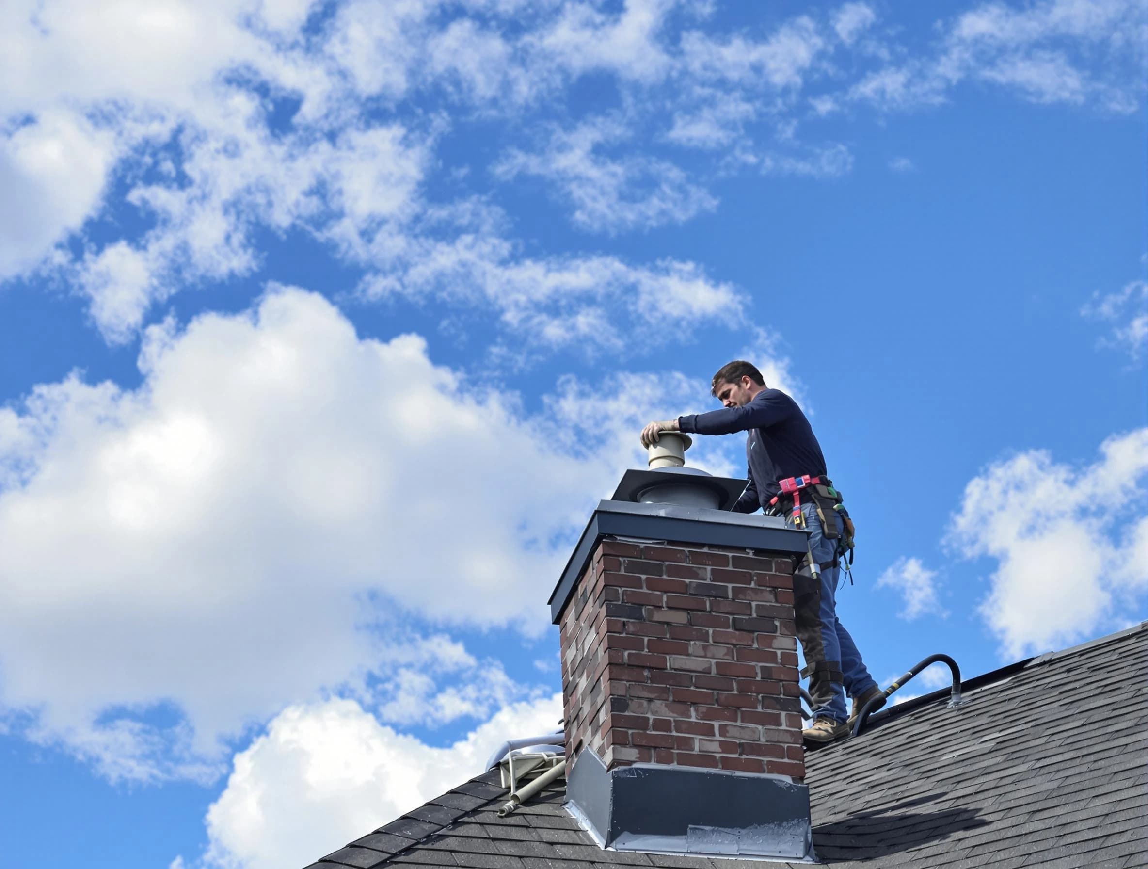 Woodstock Chimney Sweep installing a sturdy chimney cap in Woodstock, GA
