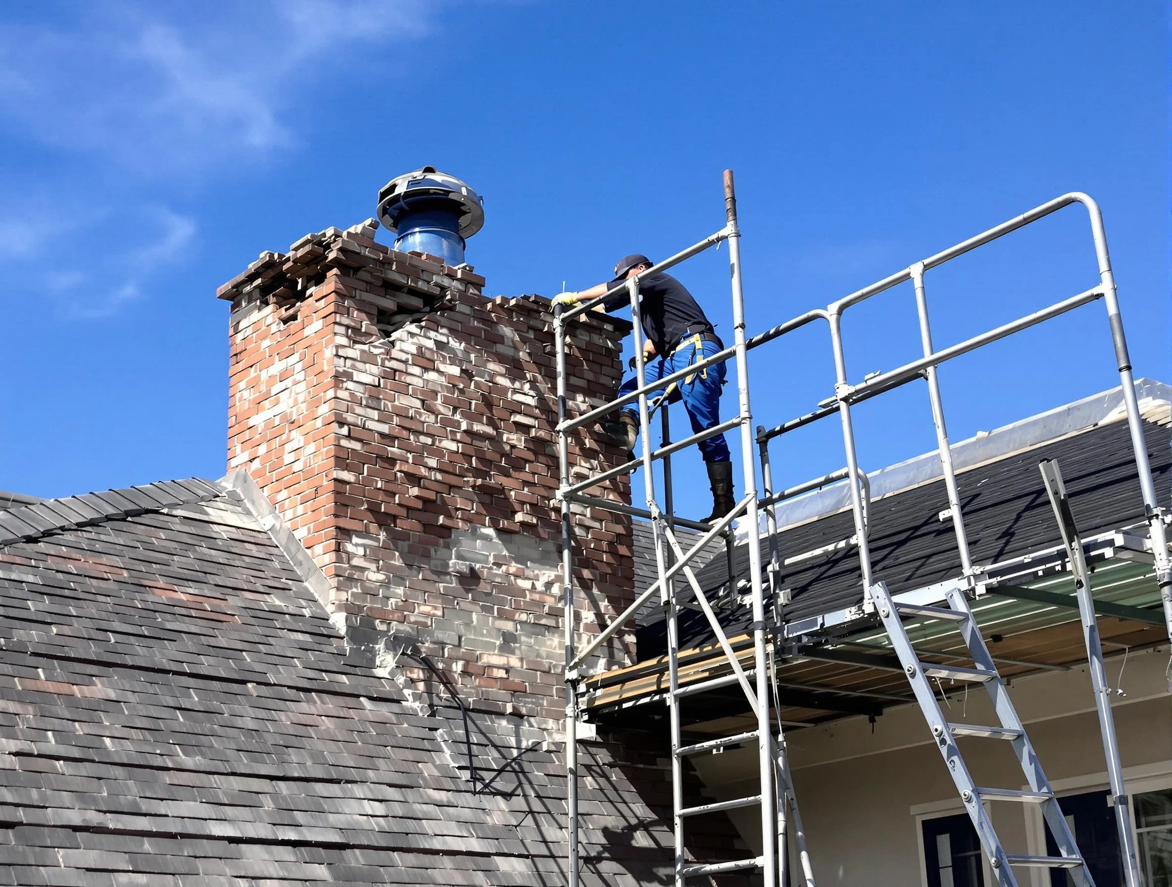 Rebuilding a chimney structure by Woodstock Chimney Sweep in Woodstock, GA