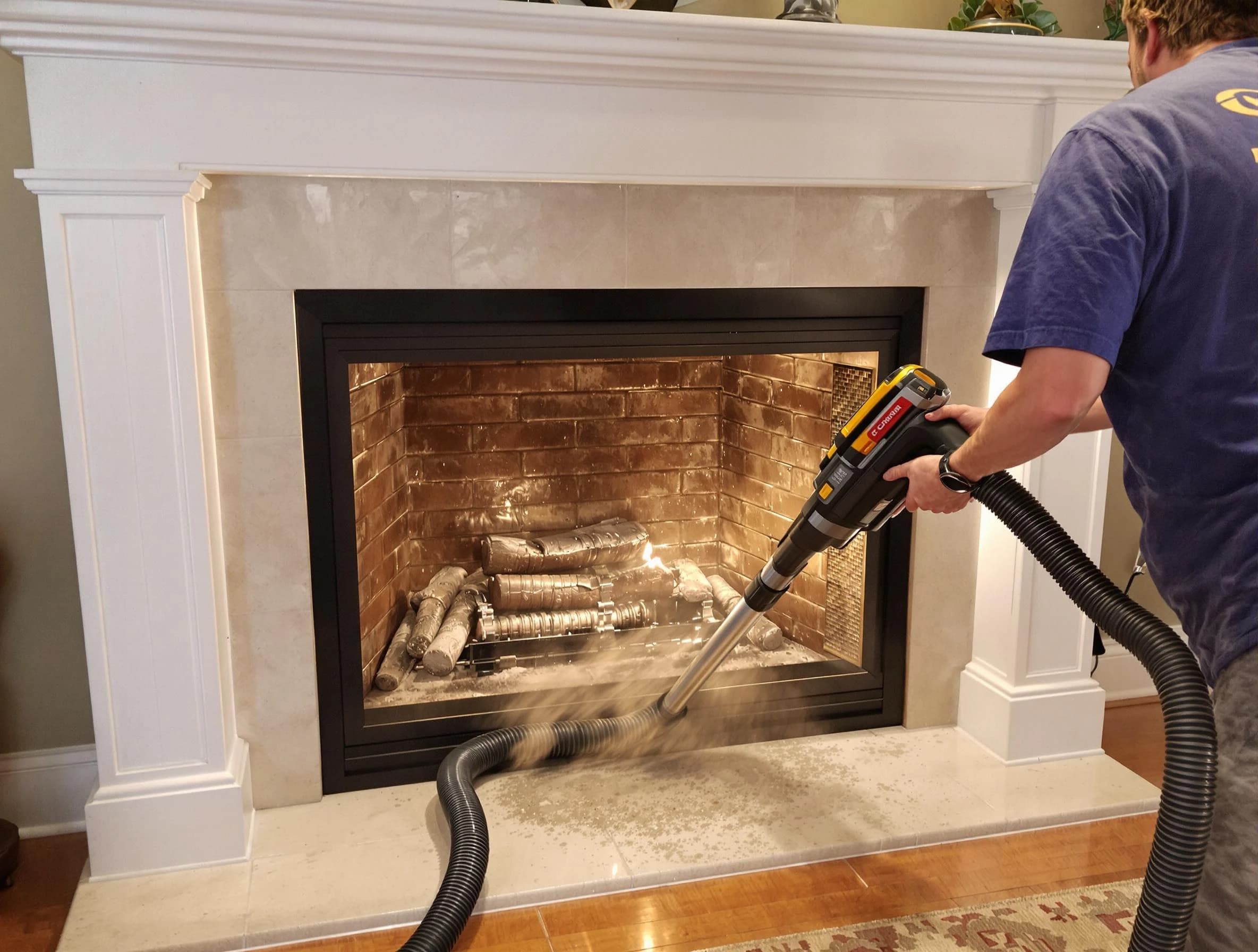 Fireplace cleaning performed by Woodstock Chimney Sweep in Woodstock, GA