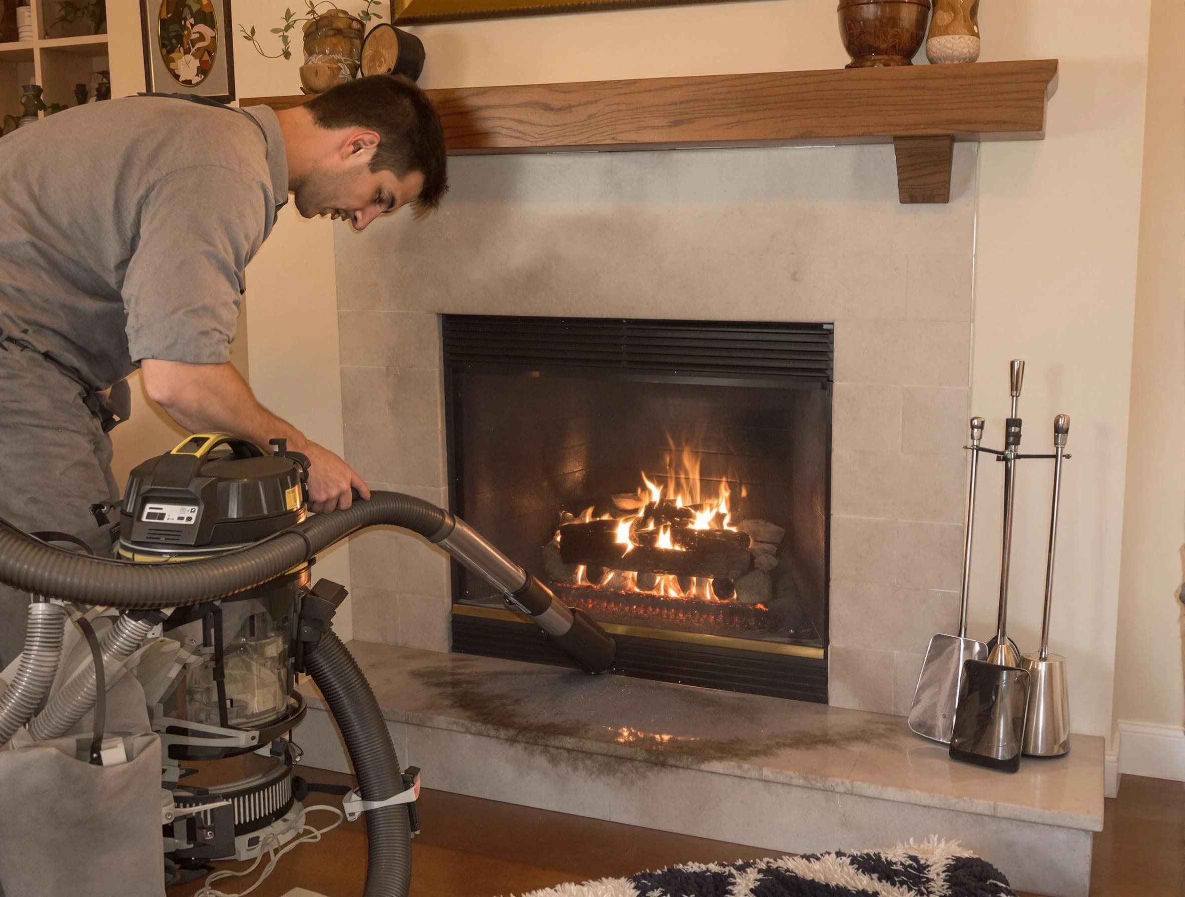 Routine fireplace upkeep by Woodstock Chimney Sweep in Woodstock, GA