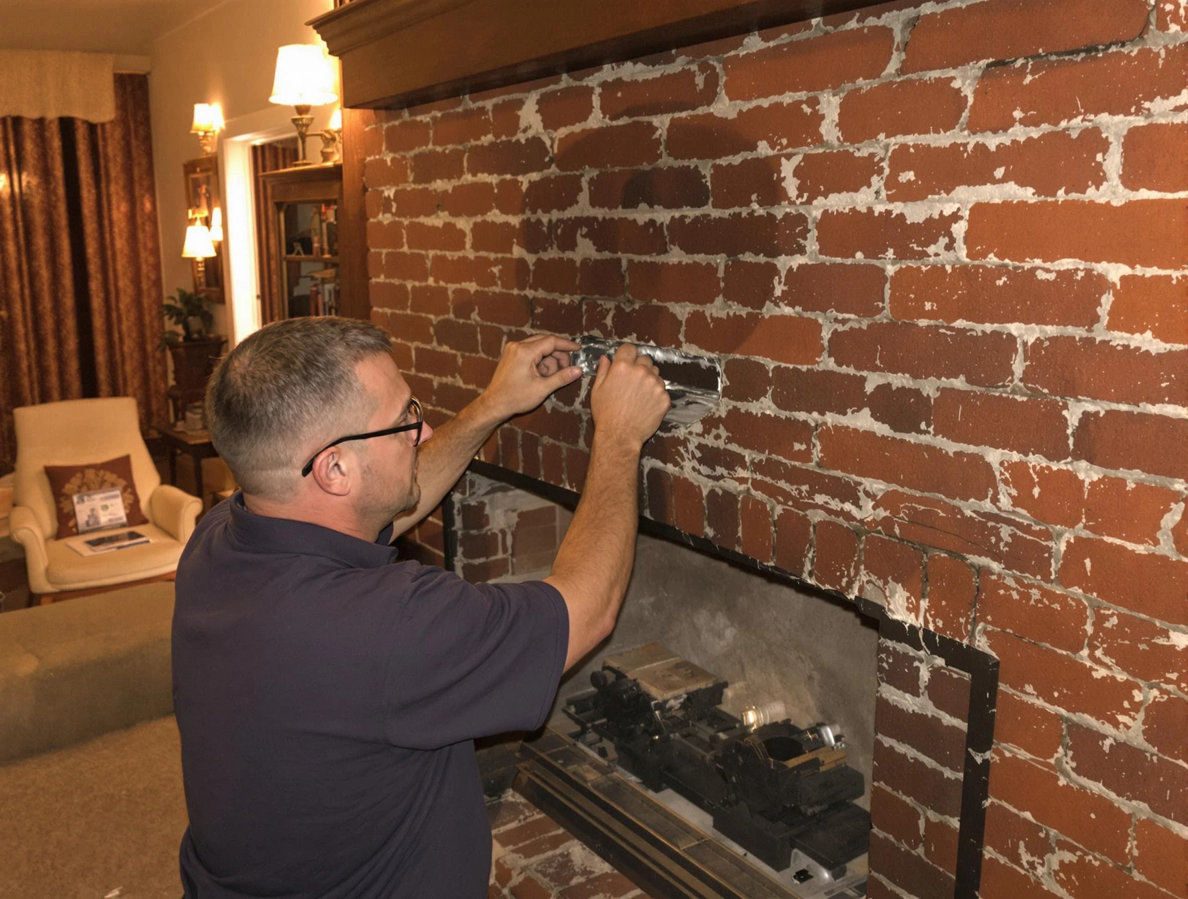 Woodstock Chimney Sweep expert fixing a fireplace in Woodstock, GA