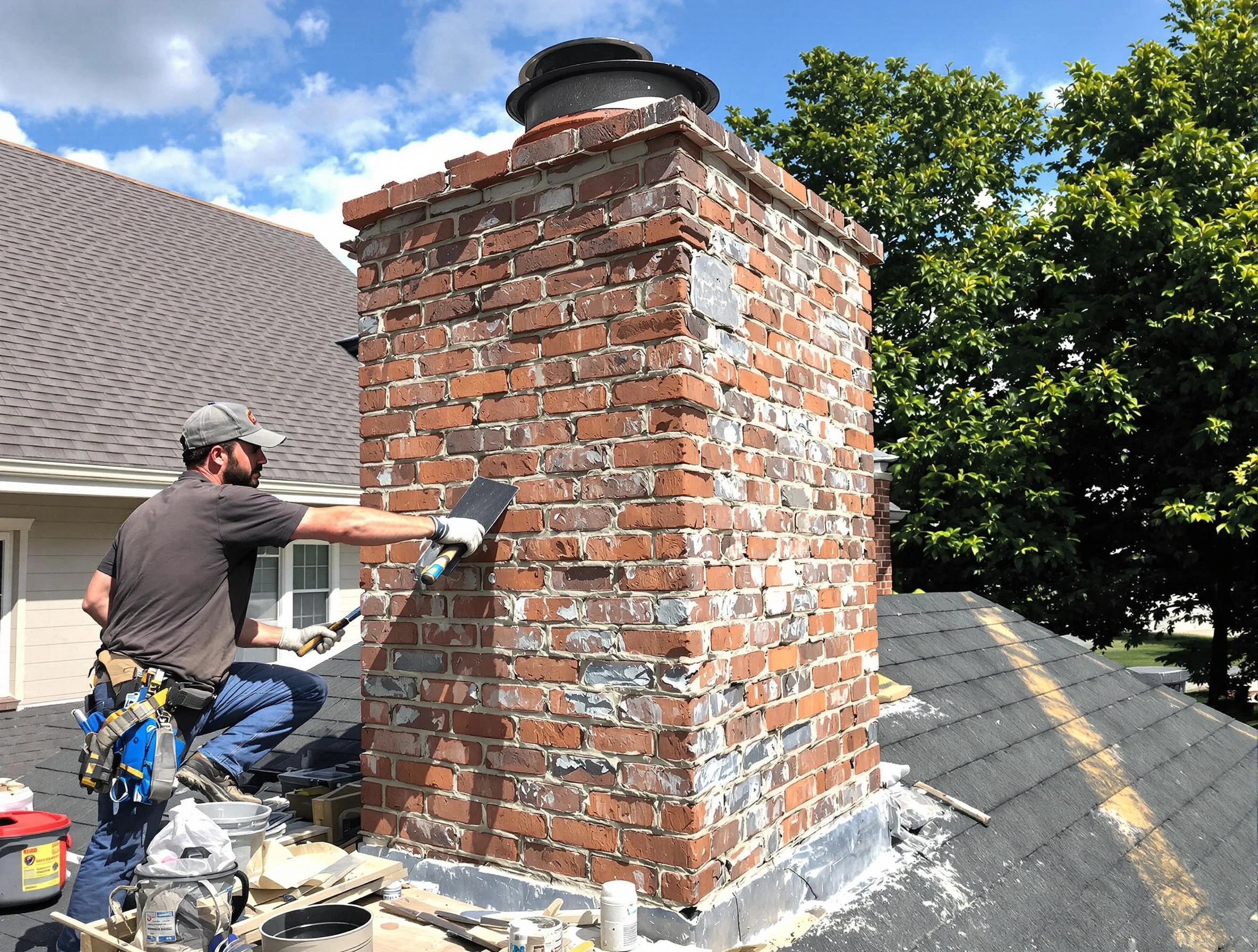 Completed chimney rebuild by Woodstock Chimney Sweep in Woodstock, GA